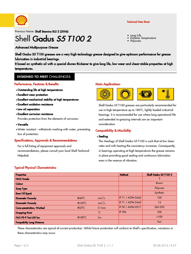 Shell Gadus S5 T100 2 Grease Overview | PDF | Liquids | Materials
