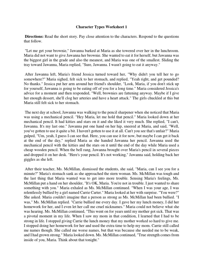 creative writing character types