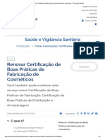 Renovar Certificação de Boas Práticas de Fabricação de Cosméticos — Português (Brasil)