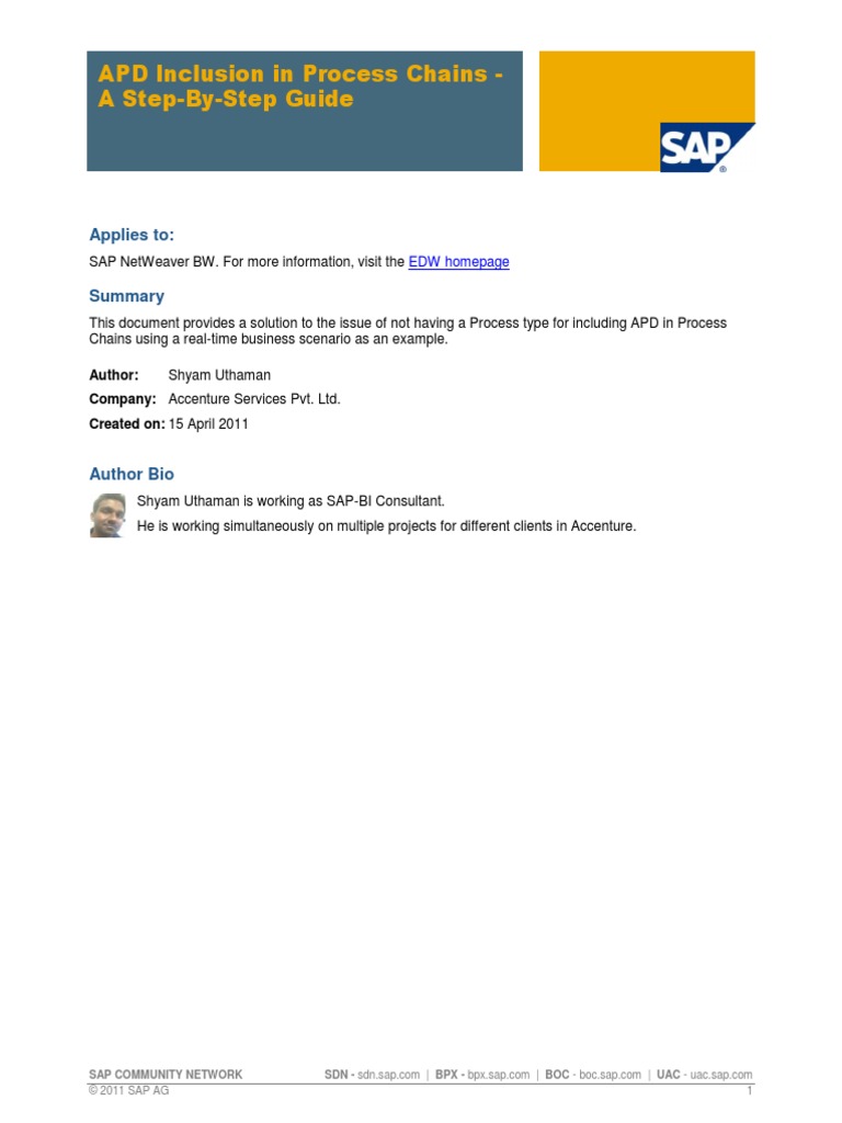 Process Chanin APD Inclusion in Process Chains - A Step-By-Step Guide ...