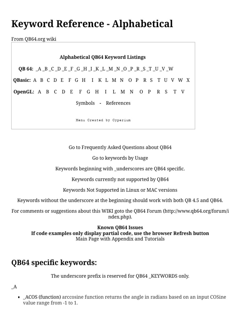 Keyword Reference Alphabetical Qb64 Org Wiki Subroutine String Computer Science