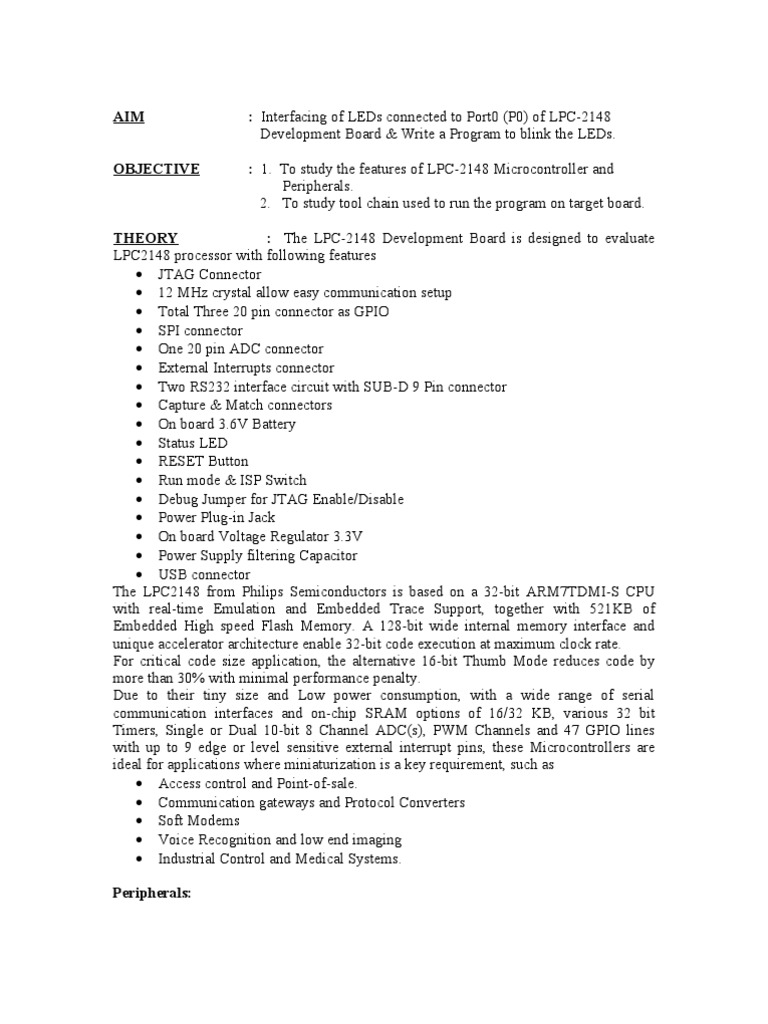LPC-2148 LED Blinking Guide | PDF | Digital Electronics | Digital ...