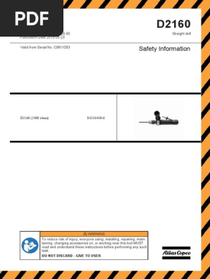 Safety Information D2160 Atlas Copco Pdf Drill Personal Protective Equipment