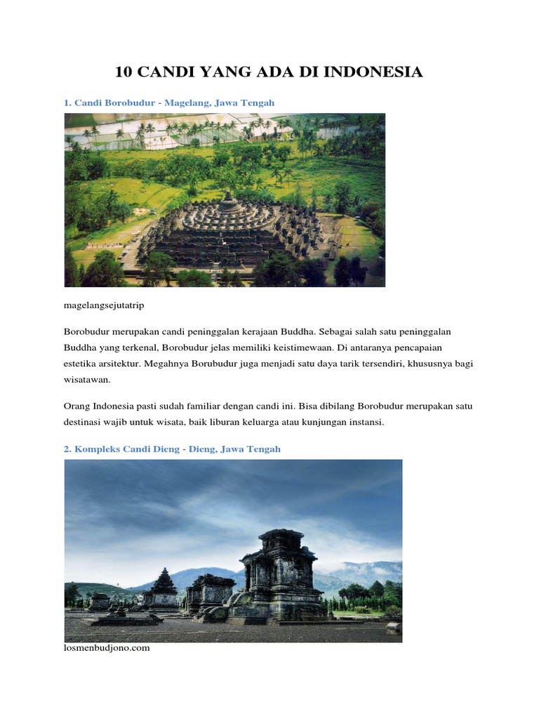 10 Candi Yang Ada Di Indonesia | PDF