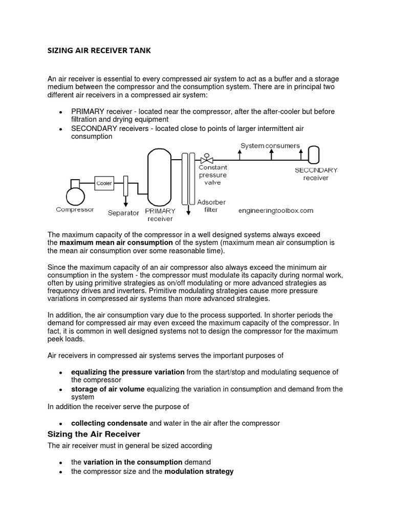 Sizing Air Receiver Tank PDF Gas Technologies Mechanical Engineering