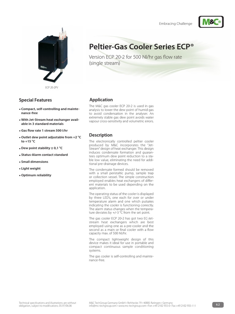 M&C ECP20PE Peltier Cooler Datasheet PDF PDF Heat Exchanger