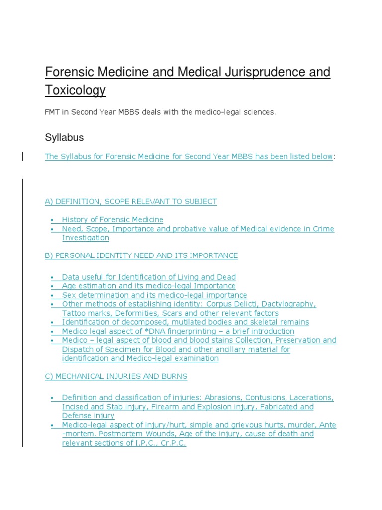 Forensic Medicine and Medical Jurisprudence and Toxicology PDF