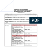 Sample Lesson Plan Using SIOP Model