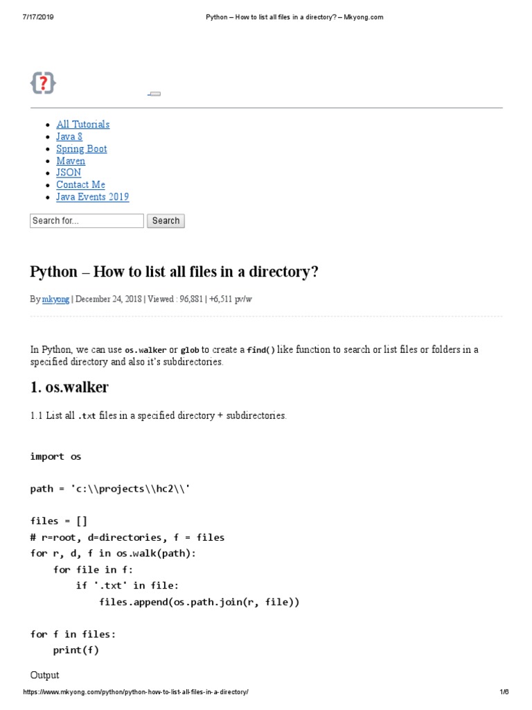 Python - How To List All Files in A Directory | PDF | Directory ...