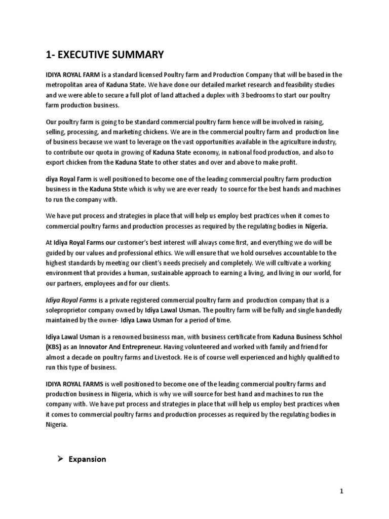 Executive Summary PDF Poultry Farming Chicken