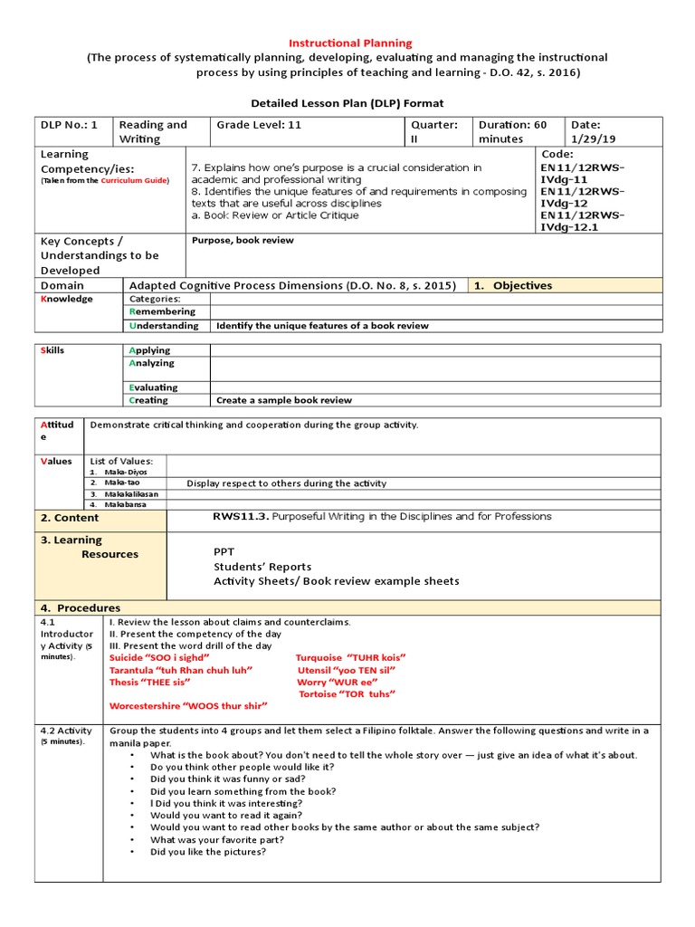 Book Review Lesson Plan High School Book Review Lesson Plans