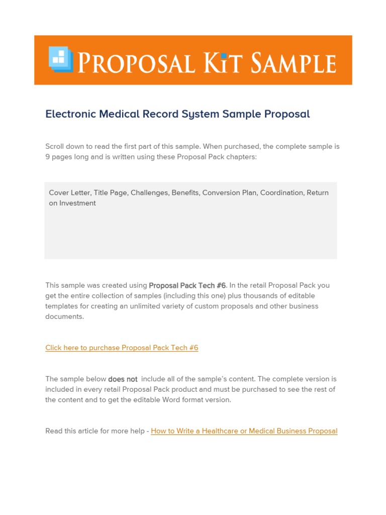 Electronic Medical Record System Proposal | PDF | Electronic Health ...