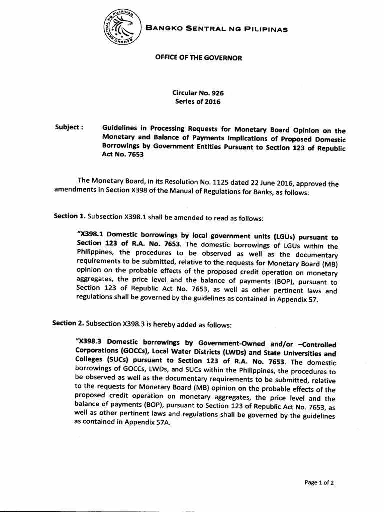 BSP - Monetary Board PDF | PDF | Loans | Interest