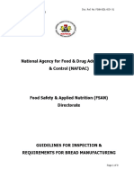 Guidelines For Inspection and Requirements For Bread Manufacturing Facility