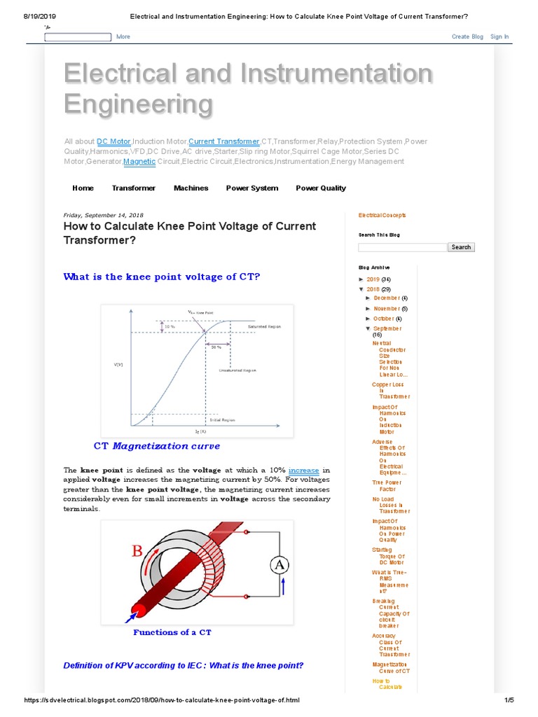 Electrical and Instrumentation Engineering How To Calculate Knee