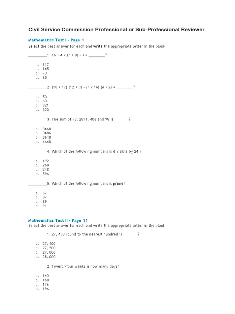 Civil Service Exam Reviewer: Math & Logic | PDF | Traffic Collision ...