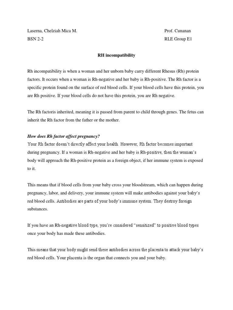 RH Negative PDF Medical Specialties Immunology