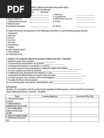 Worksheet Assessment of Learning 2