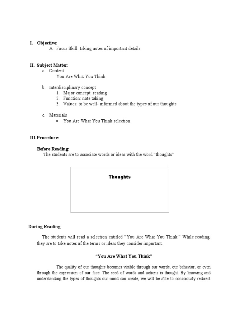 Understanding Thoughts: Note-Taking Guide | PDF | Thought | Mind