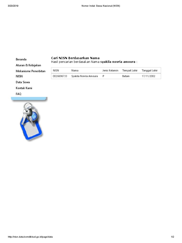 Nomer Induk Siswa Nasional Nisn