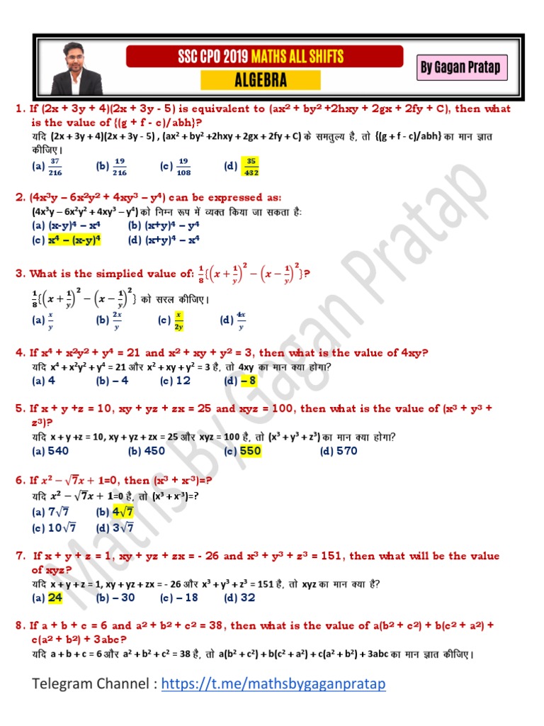 Algebra Cpo 19 Teaching Mathematics