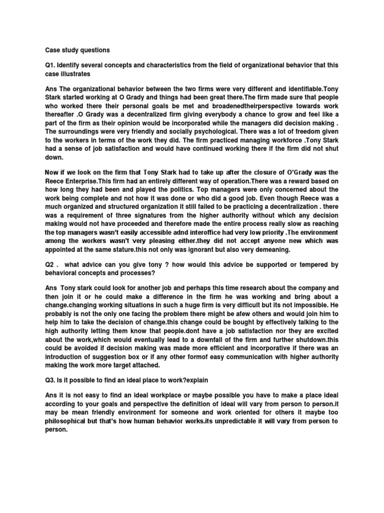 Case Study Questions | PDF | Decision Making | Applied Psychology