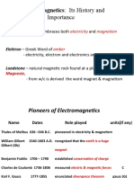 Electromagnetics: Its History And: Importance