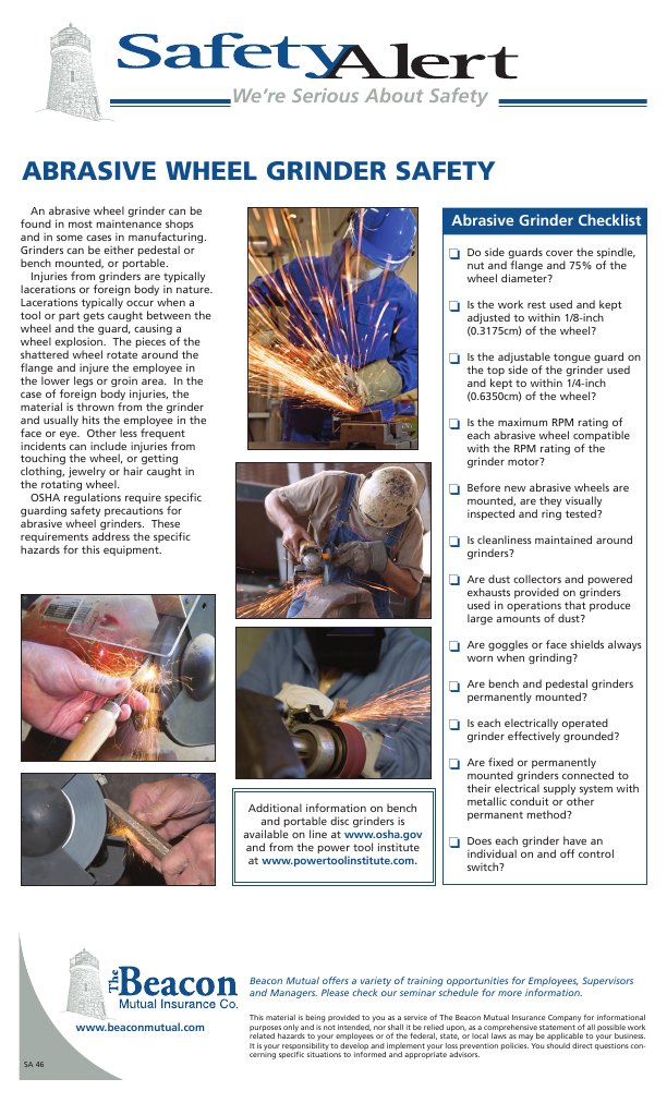 Abrasive Wheel Grinder Safety Guide | PDF | Grinding (Abrasive Cutting ...