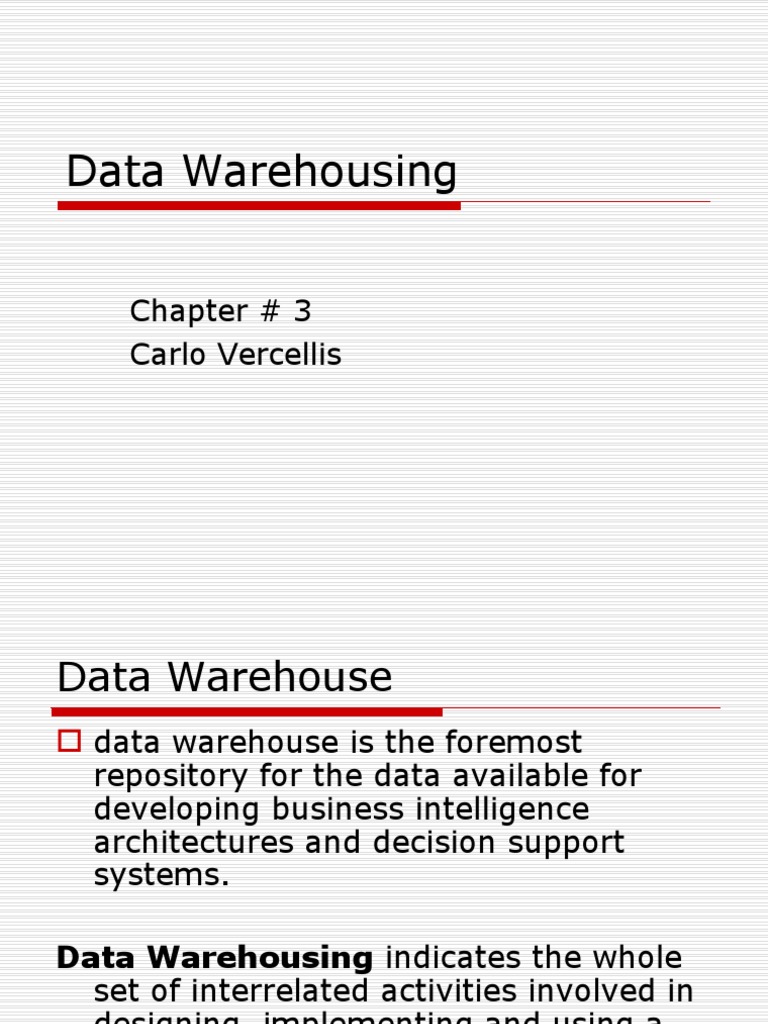 Data Warehousing: Chapter # 3 Carlo Vercellis | PDF | Data Warehouse ...
