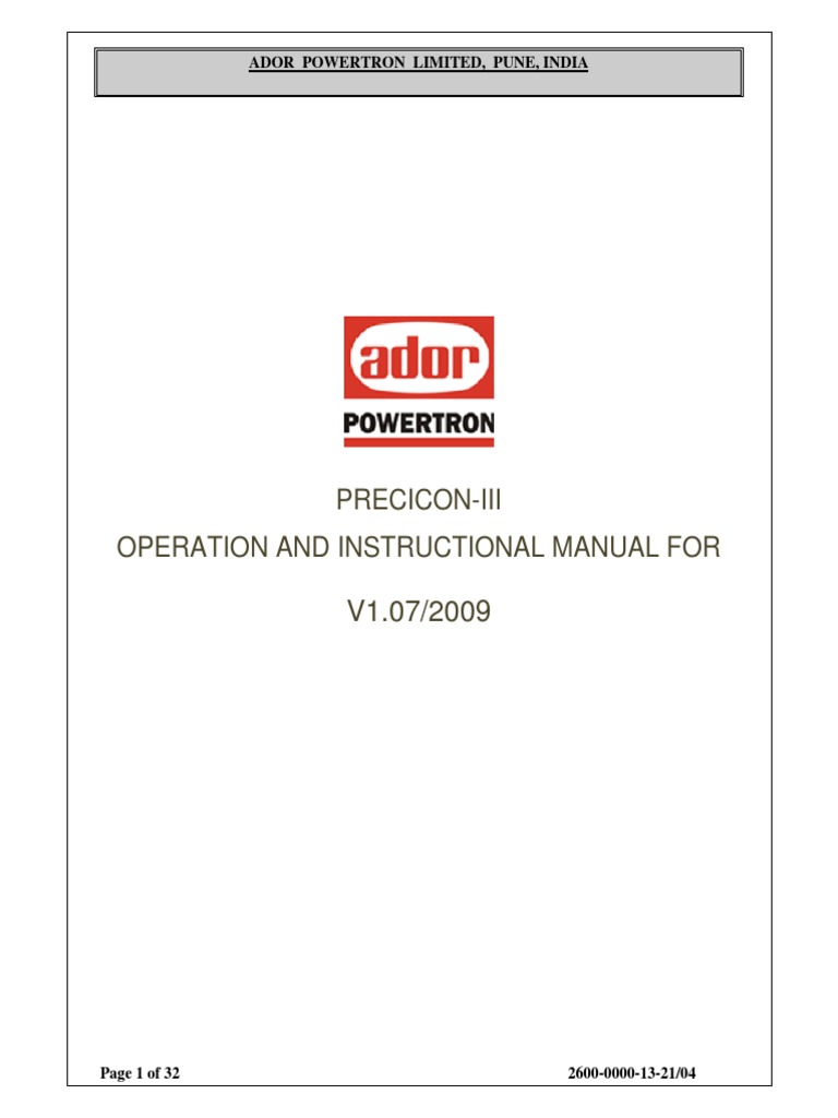 PRECICON-III Controller Manual | PDF | Electric Arc | Parameter ...