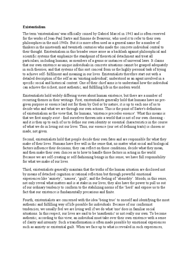 Existentialism 2nd Edition Pdf Pdf Authenticity Philosophy
