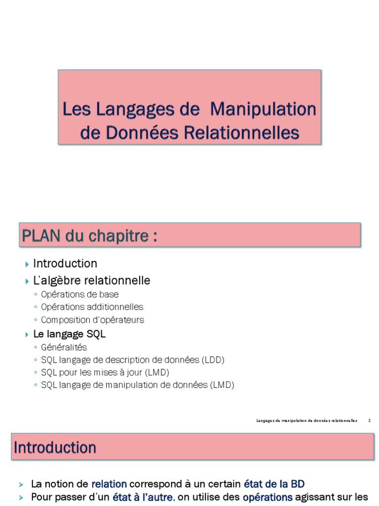 Algèbre relationnelle et SQL expliqués | PDF | SQL | Gestion informatique