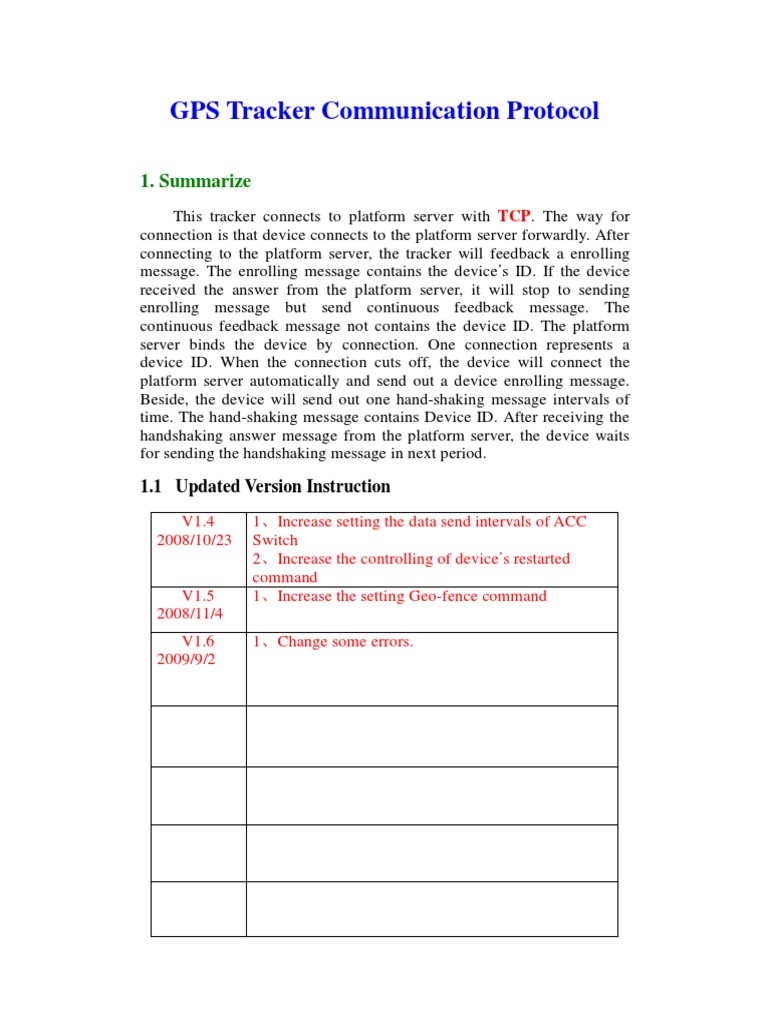 GPS Tracker TK103 Protocol PDF Data Type Byte
