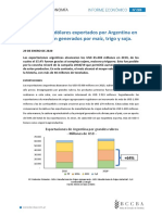 Informe exportaciones Bolsa de Cereales de Córdoba