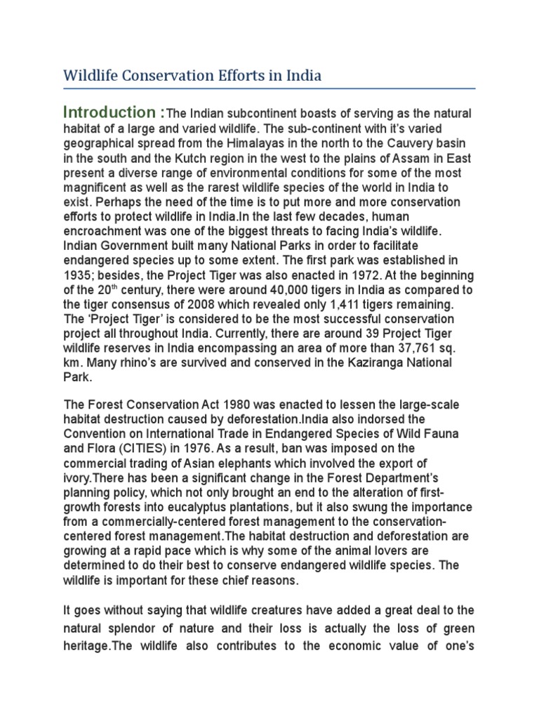 WILDLIFE CONSERVATION EFFORTS IN INDIA INTRODUCTION visual data 3