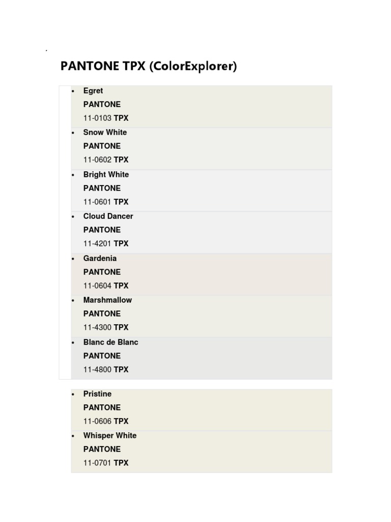 Pantone Tpx Nature