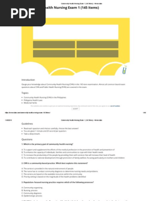 Community Health Nursing Exam 1 (145 Items) - Nurseslabs.pdf
