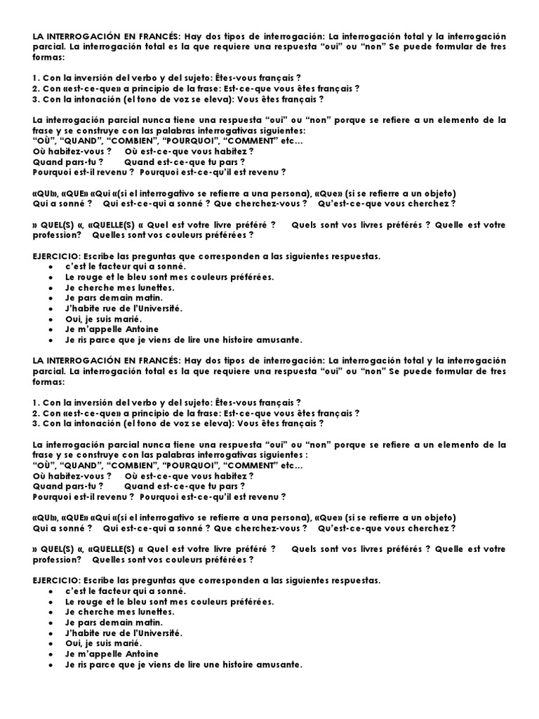 La Interrogacion En Frances Nombre Notation Mathematiques