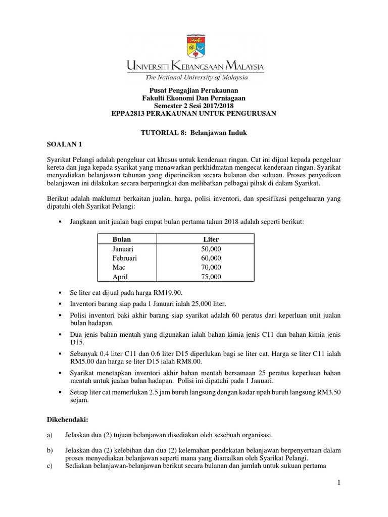 Tutorial Belanjawan Induk Pdf