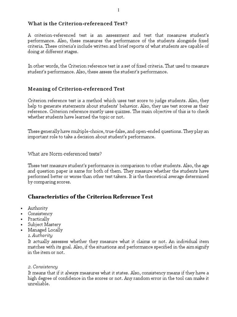 Understanding Criterion-Referenced Tests | PDF | Test (Assessment ...