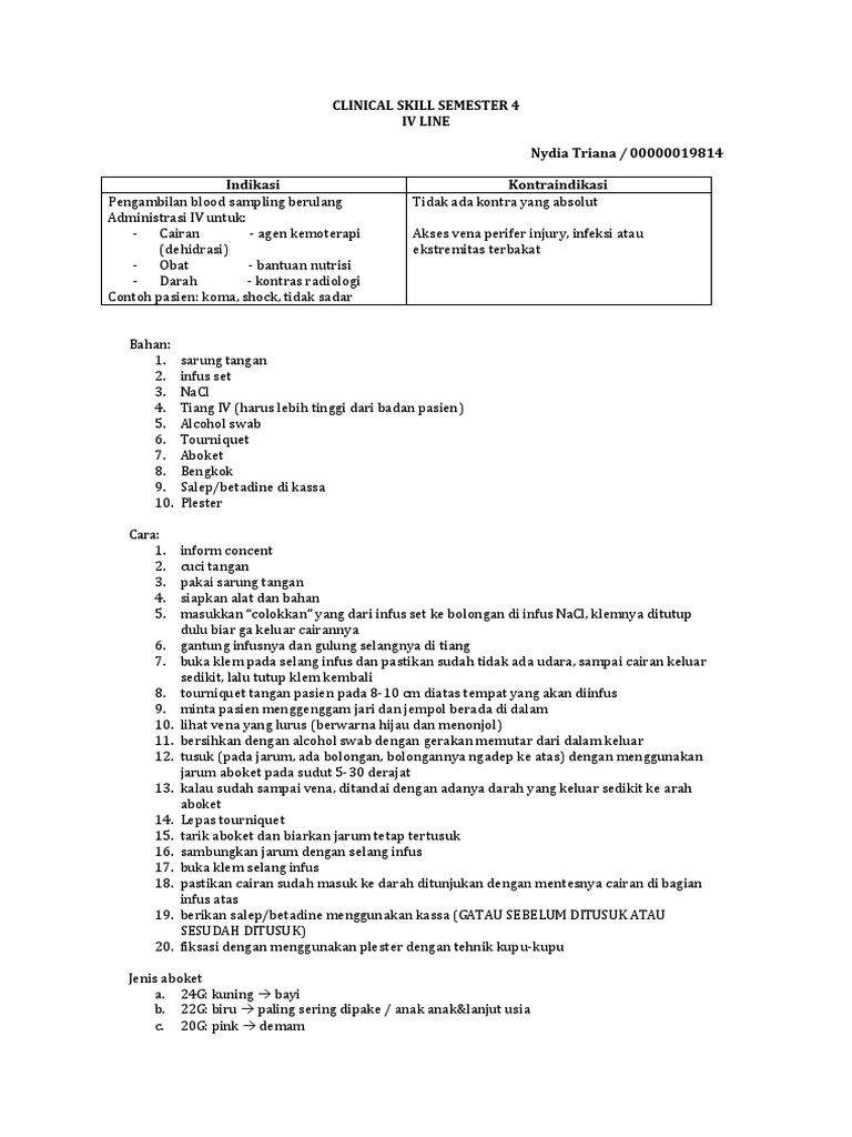 Jenis IV Line dan Penggunaannya | PDF