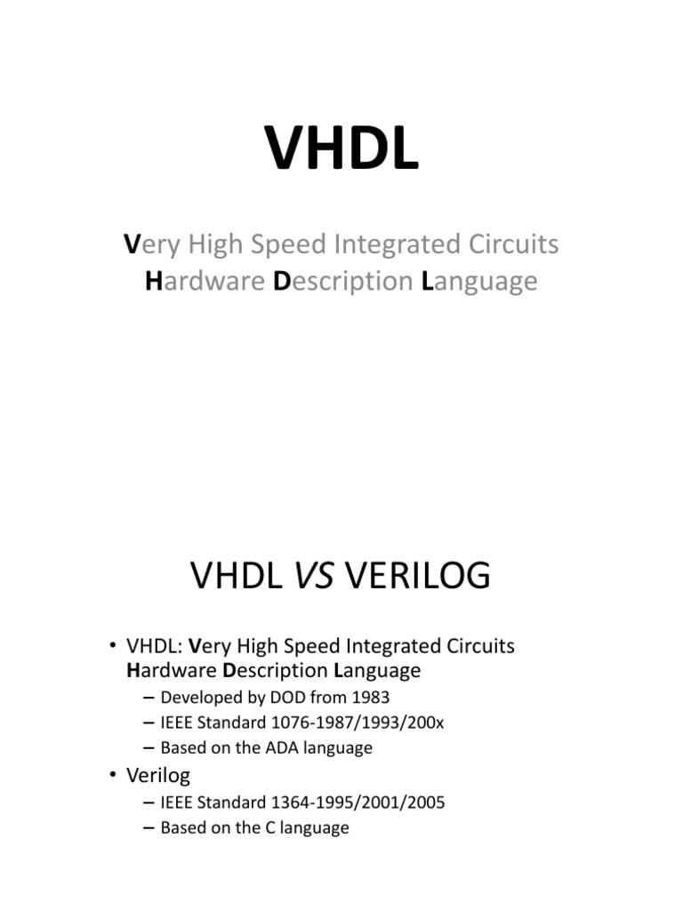 VHDL PDF Vhdl Hardware Description Language