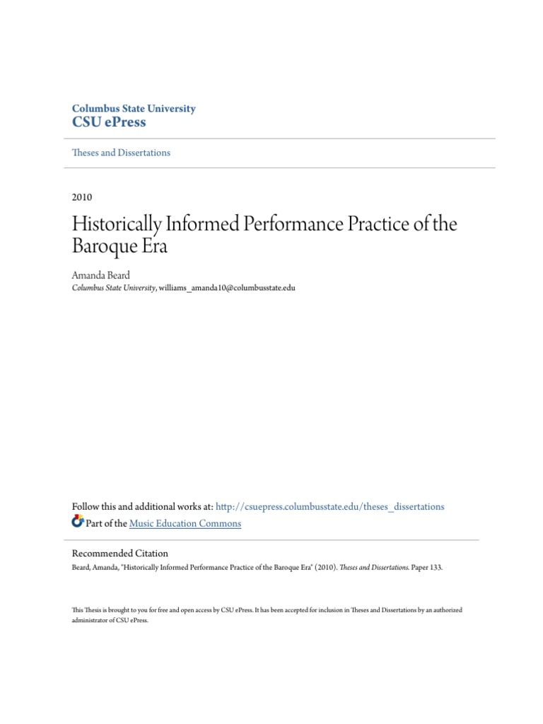 Historically Informed Performance Practice of The Baroque Era | PDF ...