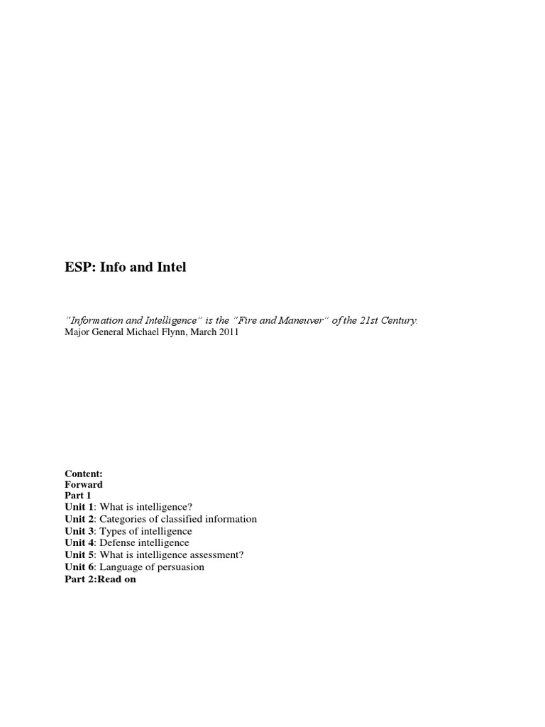 Intelligence English Guide | PDF | Military Intelligence | Signals ...