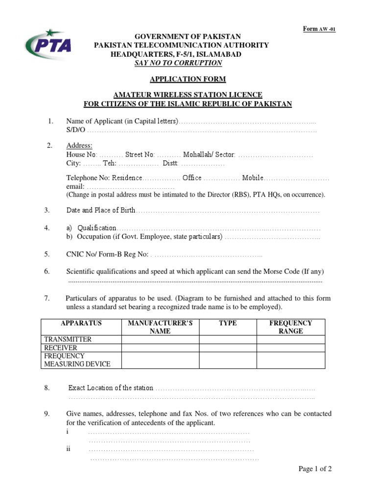 Form Aw01 Citizen Pak 141119 | PDF | Telecommunications | Information ...