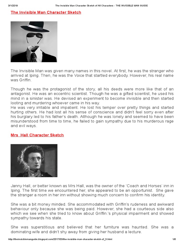 Character Sketches in The Invisible Man | PDF | The Invisible Man