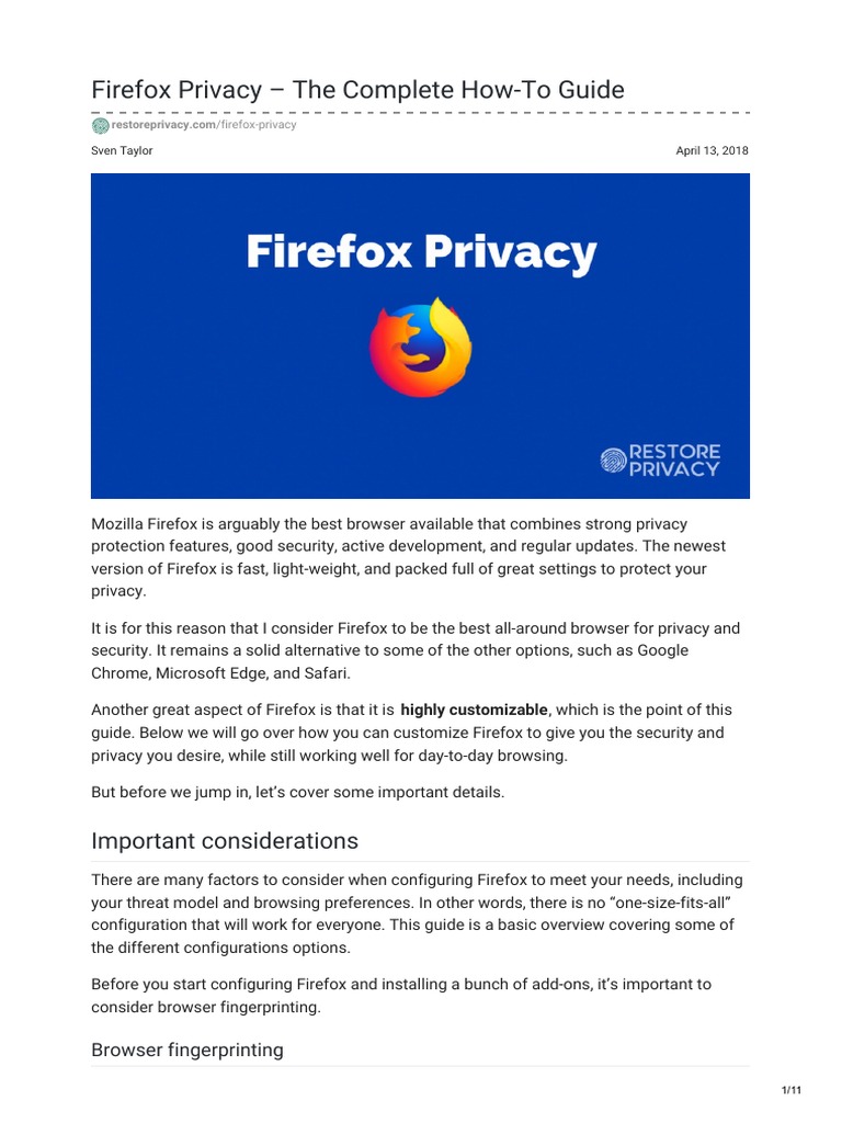 Firefox Privacy Settings Guide | PDF | Http Cookie | Internet Privacy