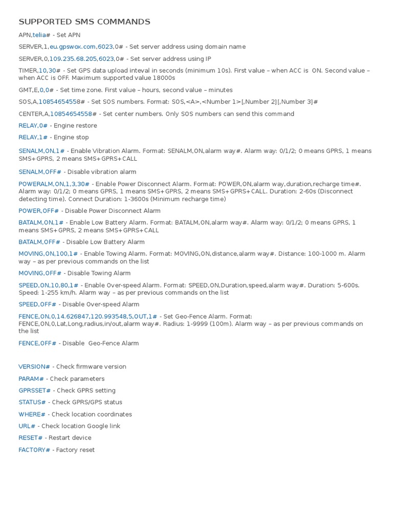 Gpswox Vehicle Tracker Commands PDF PDF