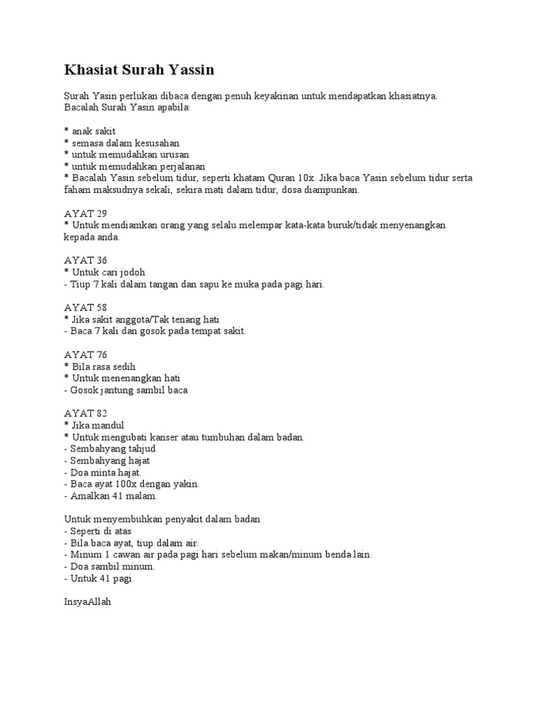 Khasiat Surah Yassin Pdf