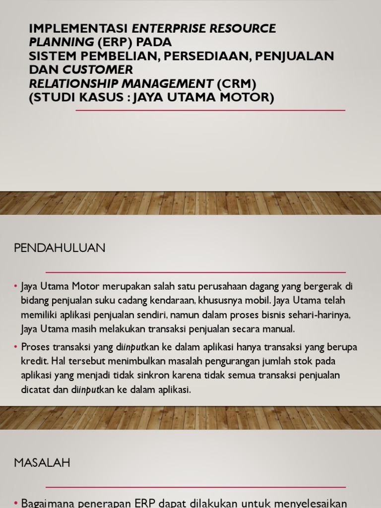 Implementasi ERP di Jaya Utama Motor | PDF | Pengelolaan Keuangan ...